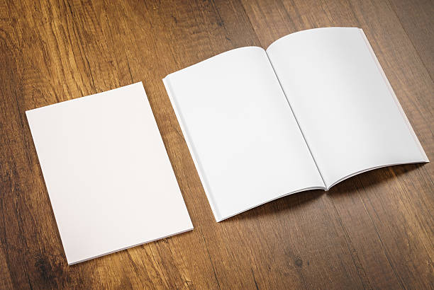 istock Blank catalog, magazines,book mock up on wood background 517752456