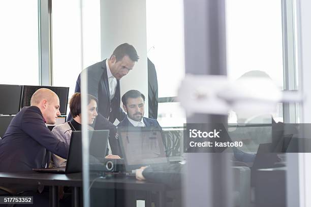 Business Team Working In Corporate Office Stock Photo - Download Image Now - Adult, Adults Only, Asking