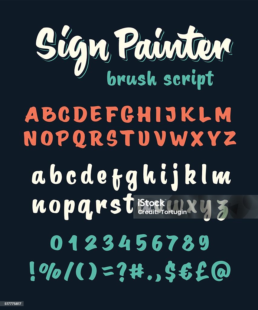 Brush Script Vector Brush Script Vector Alphabet Stock Illustration - Download Image Now ...