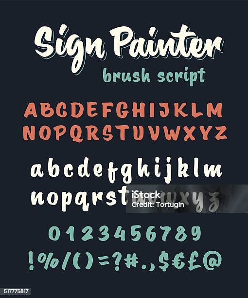 Brush Script Abcd Brush Script Vector Alphabet Stock Illustration - Download Image Now ...