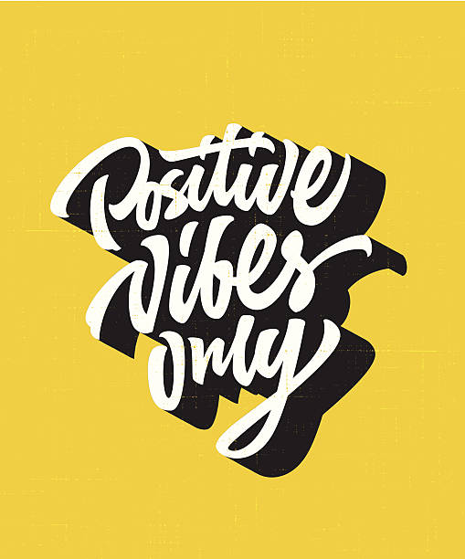 Positive vibes only custom lettering design Positive vibes only custom hand lettering apparel t-shirt print design, typographic composition phrase quote poster sayings stock illustrations