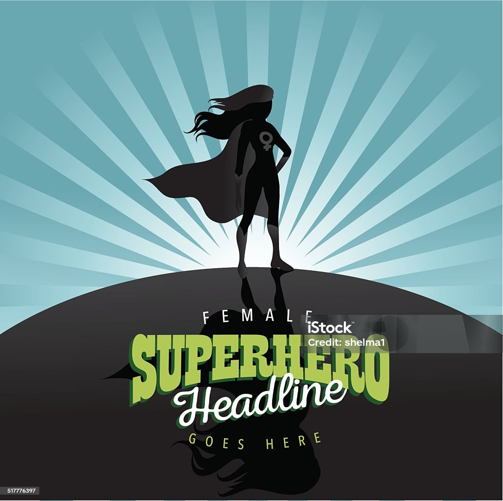 Femminista supereroe burst sfondo - arte vettoriale royalty-free di Supereroe