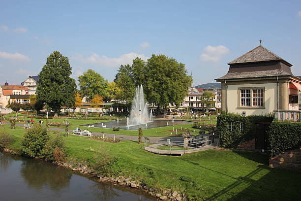 Spa park in Bad Kissingen stock photo