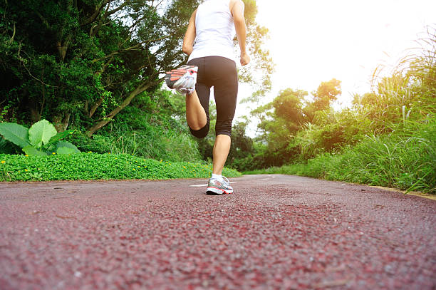 istock Runner athlete running on forest trail. 517777525