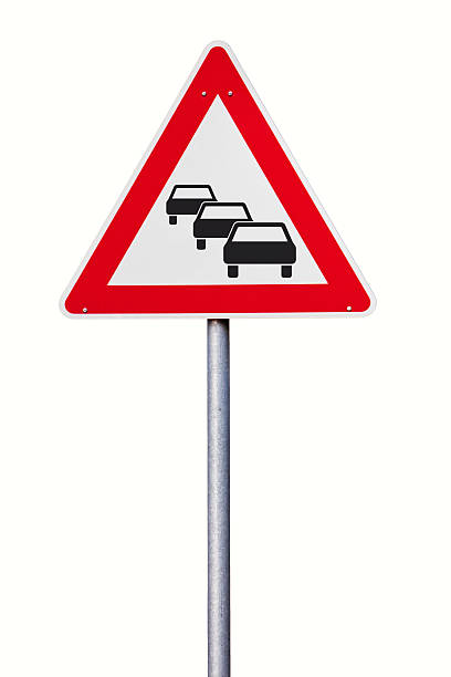 istock Traffic jam ahead sign isolated 517782773
