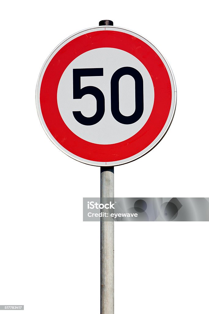 Traffic Sign Speed limit 50 kilometers isolated Speed limit 50 traffic sign Number 50 Stock Photo