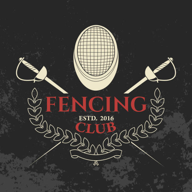 ilustrações de stock, clip art, desenhos animados e ícones de esgrima clube de modelo. - fencing sport rivalry sword