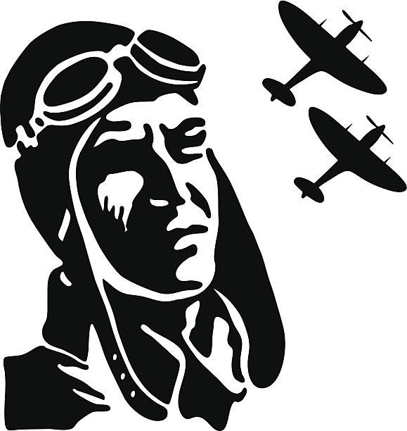 ヴィンテージの戦闘機パイロット - historical war event点のイラスト素材／クリップアート素材／マンガ素材／アイコン素材
