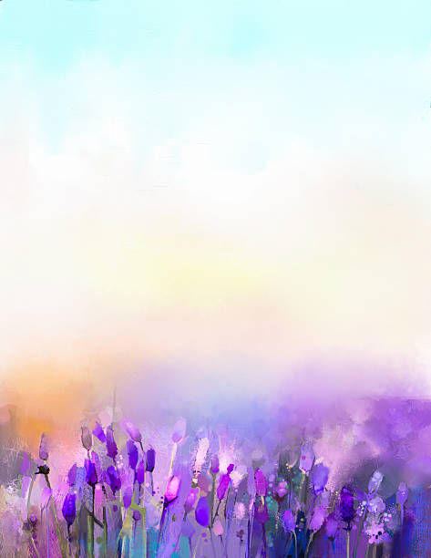 istock Oil painting lavender flowers in the meadows 517795984