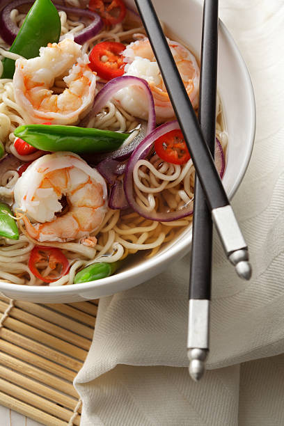 istock Asian Stills: Noodle Soup with Shrimp, Onion, SugarSnap and Pepper 517796535