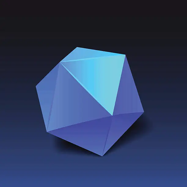 Vector illustration of crystal icosahedron vector