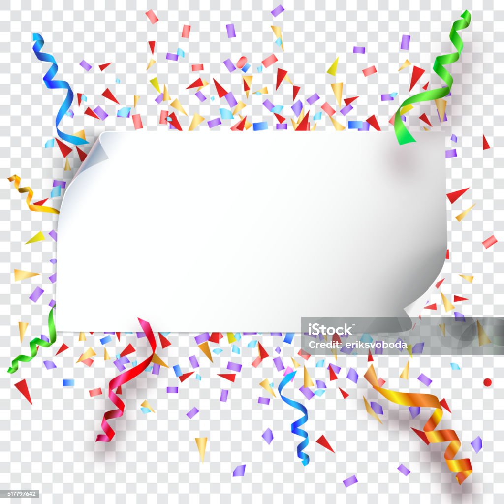 Festive background on transparent Festive background with flags, garlands and confetti on transparent background, vector illustration for your presentation, posters, cover and other design Confetti stock vector