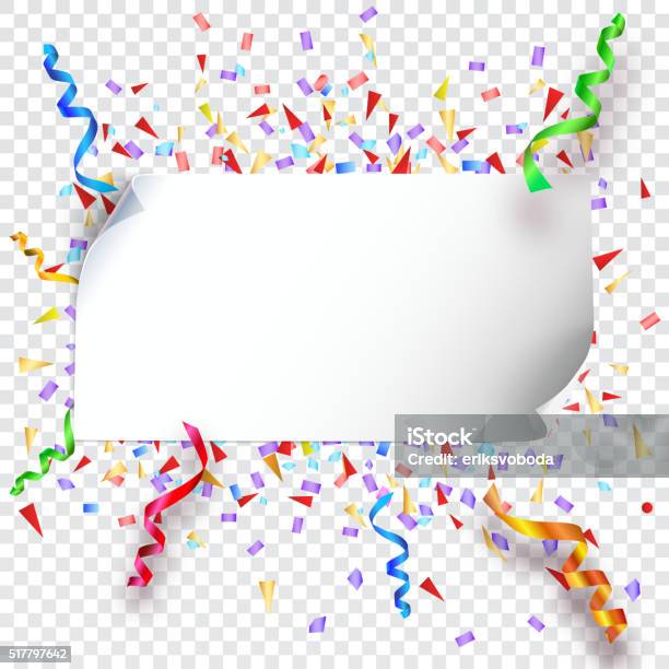 Festive Background On Transparent Stock Illustration - Download Image Now - Confetti, Balloon, Backgrounds
