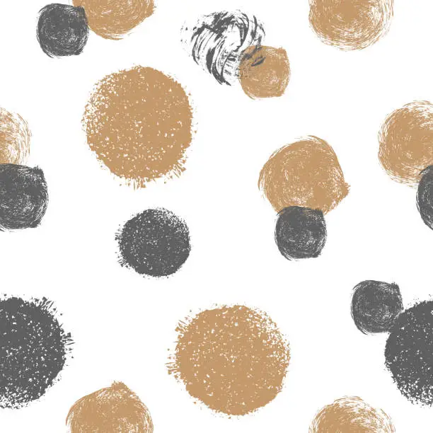 Vector illustration of Seamless pattern with grunge circles. Black and gold grunge circ