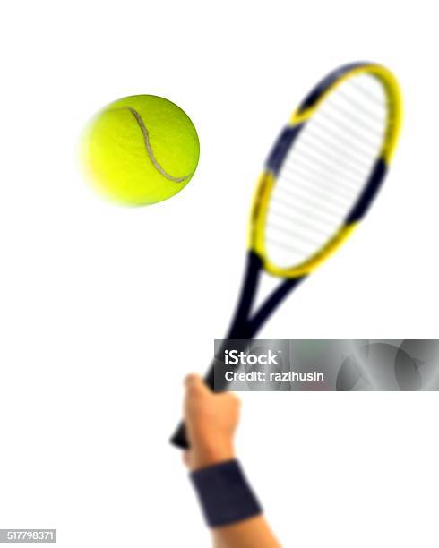 Tennis Serve Over White Stock Photo - Download Image Now - Activity, Blurred Motion, Equipment