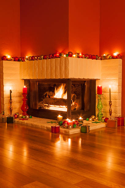 istock Christmas Fireplace decorated for enjoying (P) 517798635