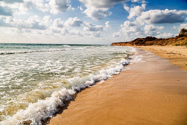 Empty beautiful beach Beautiful empty beach at the morning in summer black sea stock pictures, royalty-free photos & images