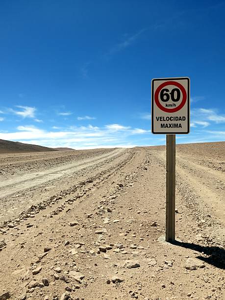 istock Sixty Kilometers Maximum Speed sign on dirtroad in Bolivia 517800416