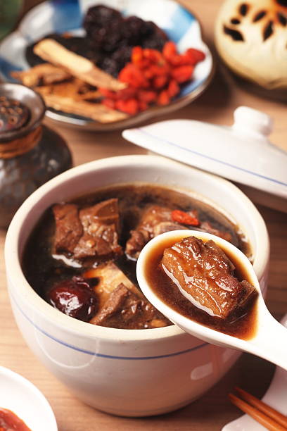 istock Pork chops in Chinese medicine soup. 517800664