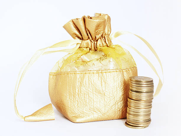 istock Golden Money Bag with Stack of Gold Coins 517802521