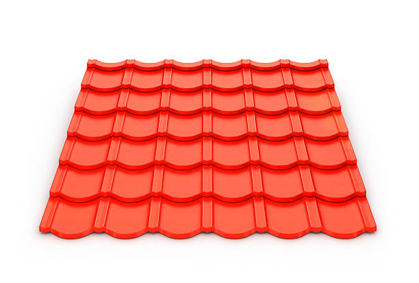 istock Red metal tile sheet isolated on white background. 517803180