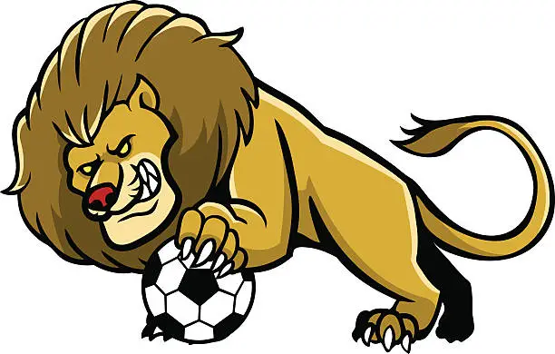 Vector illustration of Lion Soccer Mascot