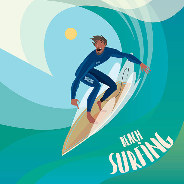 ilustrações, clipart, desenhos animados e ícones de surfista na onda - surfing sport extreme sports success