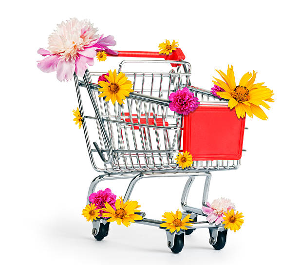 istock Shopping cart with flowers 517806954
