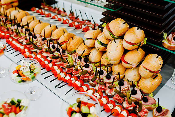 istock Buffet table of reception with burgers 517807094