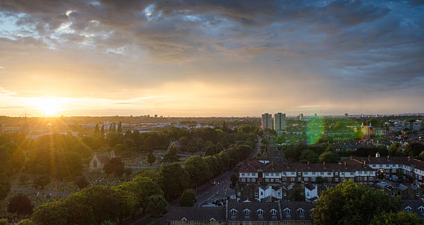 Sunset over South London stock photo