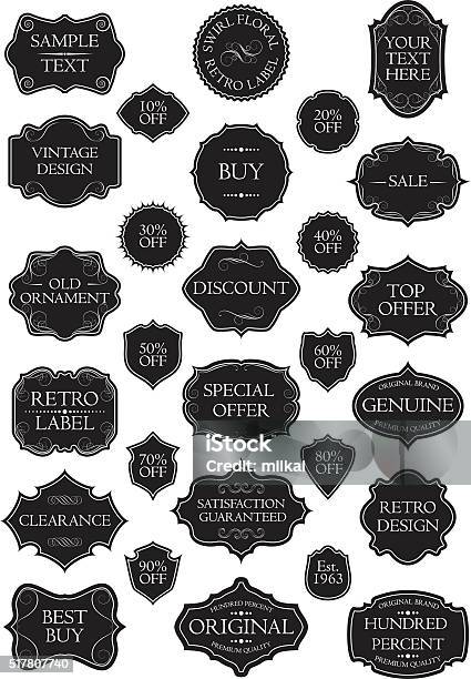 Black Set Retro Label Stock Illustration - Download Image Now - Label, Picture Frame, Border - Frame