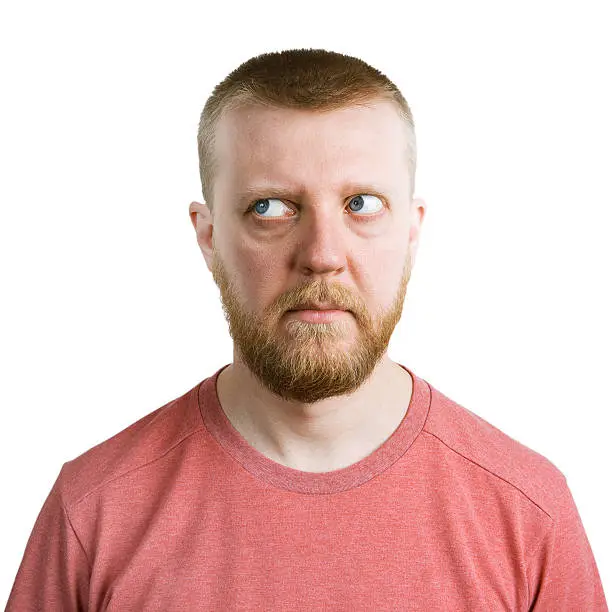 Photo of Man looking eyes away from himself