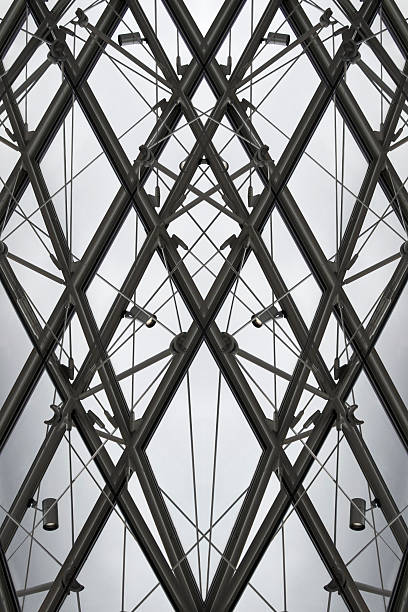 istock Structural glass ceiling with cable lighting system. Tilt double-exposure photo 517808398