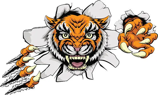 Vector illustration of Tiger Attack Concept