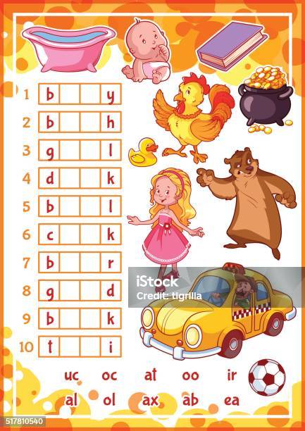 Education Rebus Game For Preschool Kids Stock Illustration - Download Image Now - Baby - Human Age, Bear, Book