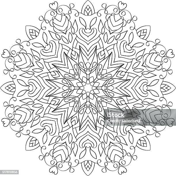 Coloring For Adult Antistress Mandala Tattoo Style Tshirt Card Stock Illustration - Download Image Now