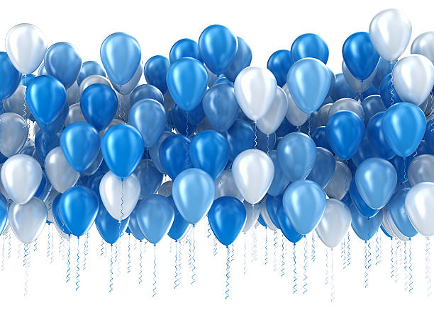 Blue balloons isolated Blue party balloons isolated on white background hot air balloon stock pictures, royalty-free photos & images