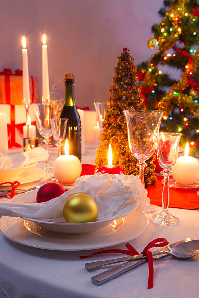istock White and red decorations on the Christmas table 517812081