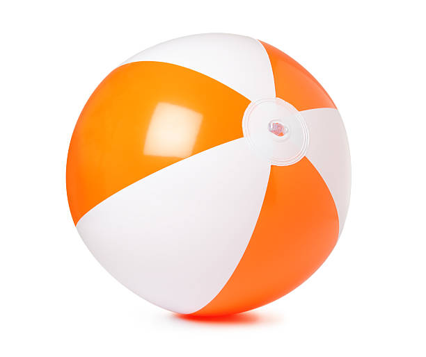 Colored inflatable beach ball on white background Colored inflatable beach ball on white background inflating stock pictures, royalty-free photos & images