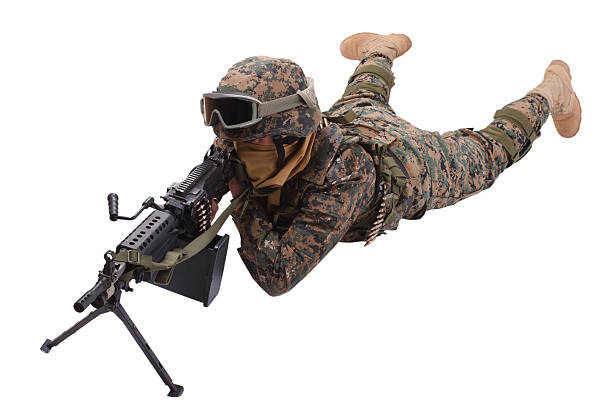 nosotros marines con m249 machine gun - semper fidelis fotografías e imágenes de stock