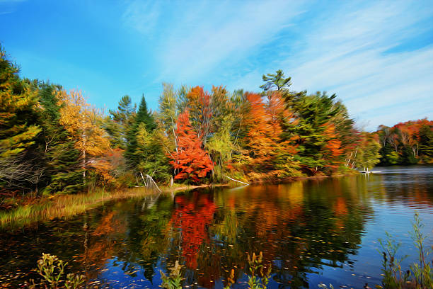 istock Autumn landscape, Eastman, Quebec, Canada, oil paint effect 517813799