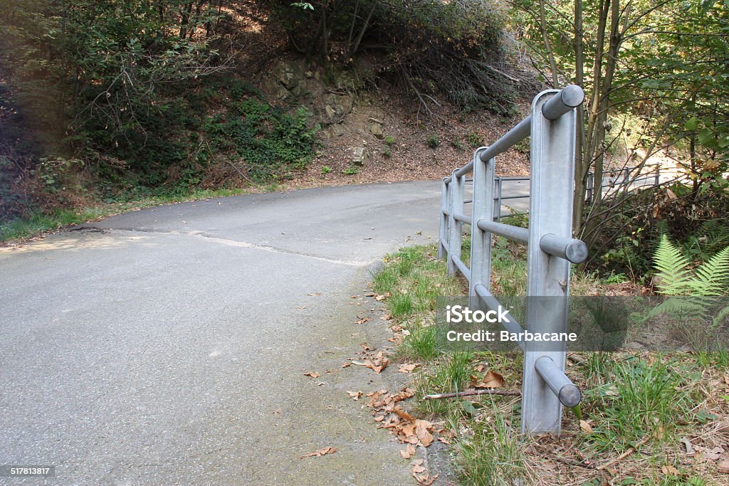 Safety on the road The railing, security in a winding road of mountain. Backgrounds Stock Photo