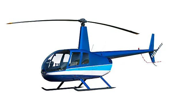 Isolated blue light helicopter for private use with clipping path