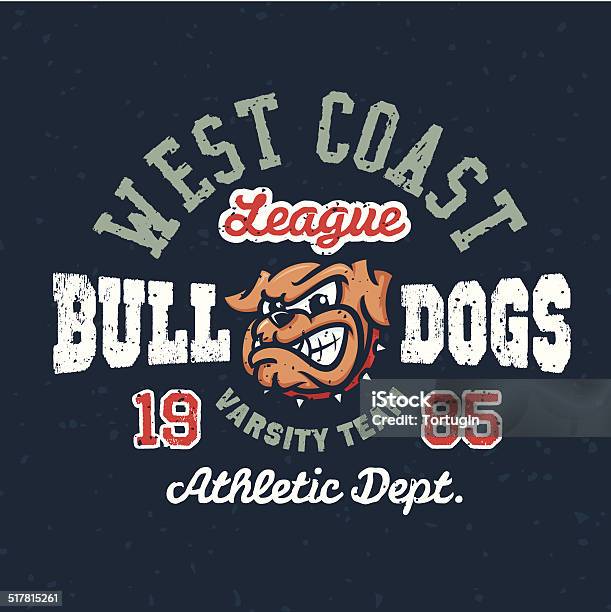 Vintage Sport Varsity Apparel Tshirt Design Stock Illustration - Download Image Now - Bulldog, Logo, Dog