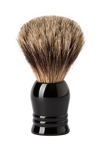 Classic shaving brush with raccoon fur (isolated on white)