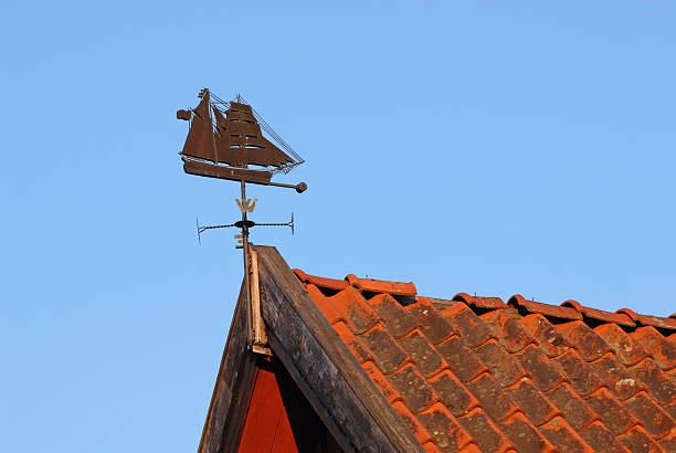 weathercock - roof roof tile rooster weather vane imagens e fotografias de stock