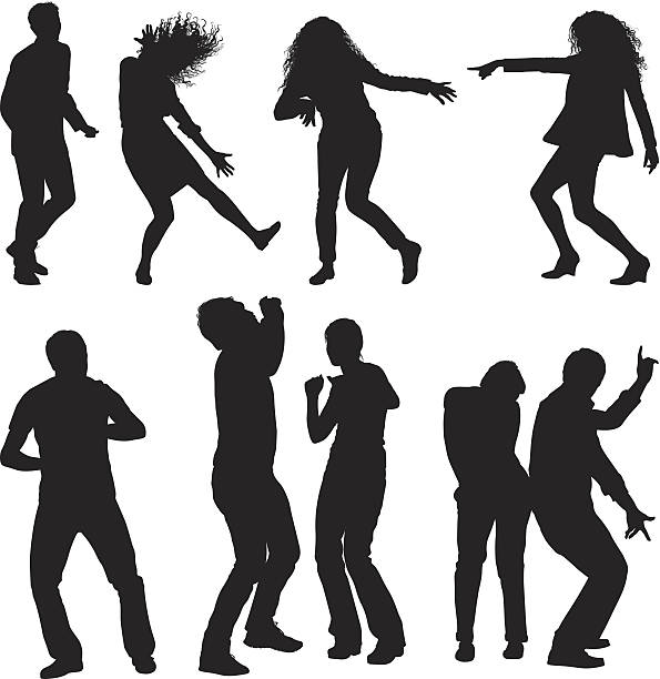 illustrations, cliparts, dessins animés et icônes de silhouettes de gens danser - men silhouette arms outstretched freedom