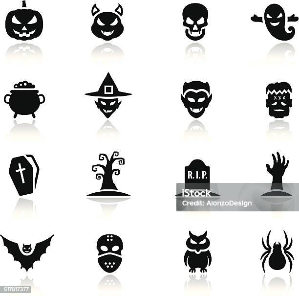 Halloween Black Icons Stock Illustration - Download Image Now - Halloween, Vector, Coffin