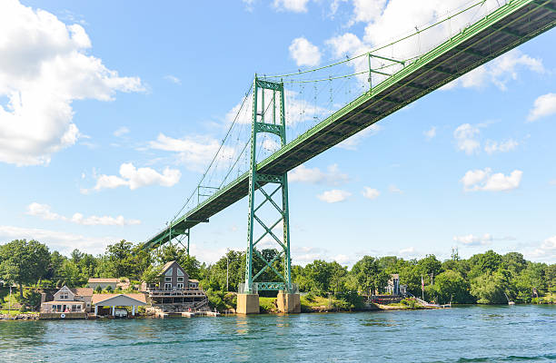 The Thousand Islands Bridge The Thousand Islands Bridge. An international bridge system constructed in 1937 over the Saint Lawrence River connecting northern New York in the United States with southeastern Ontario in Canada. lawrence kansas stock pictures, royalty-free photos & images