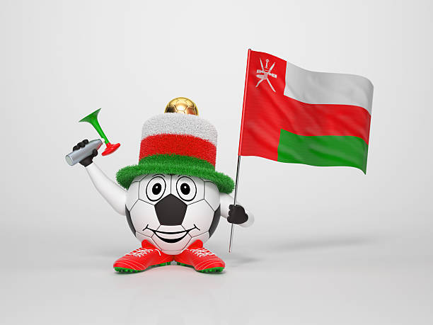 Soccer character fan supporting Oman stock photo